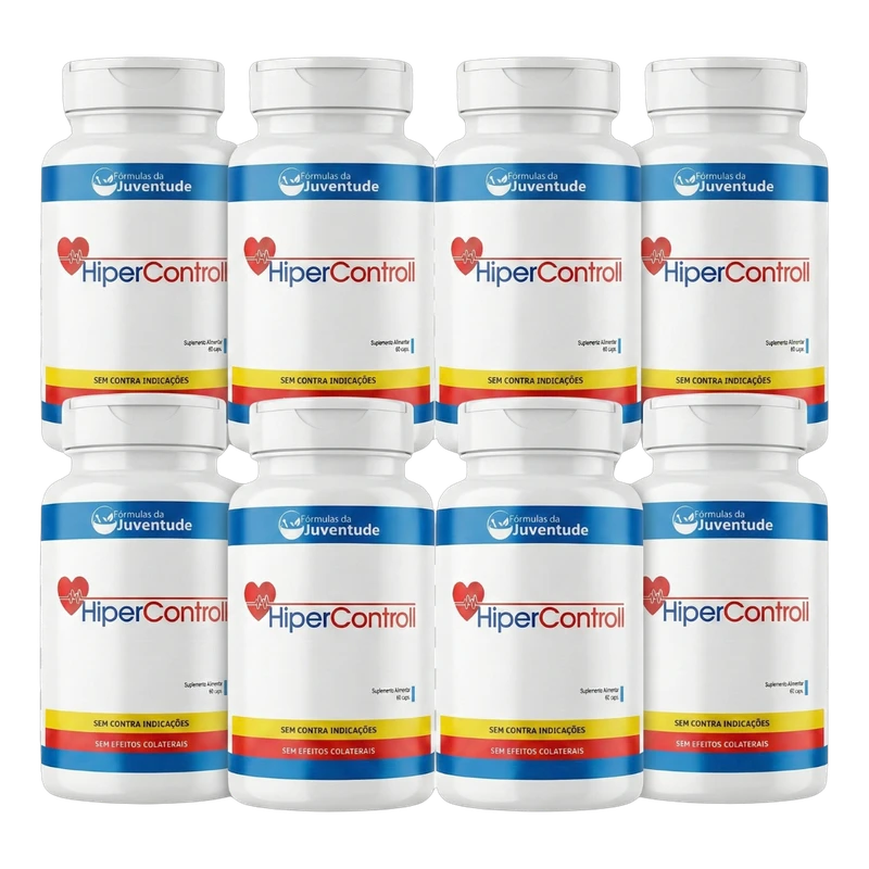 Kit 8 frascos de Hipercontroll suplemento cardiovascular com resveratrol